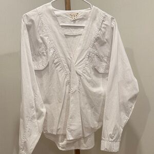 POL White V-Neck Blouse/Jacket